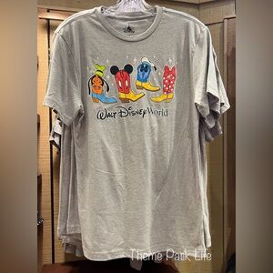 Walt Disney World Cowboy Boots Mickey Minnie Donald Goofy Gang Adult T-Shirt NEW